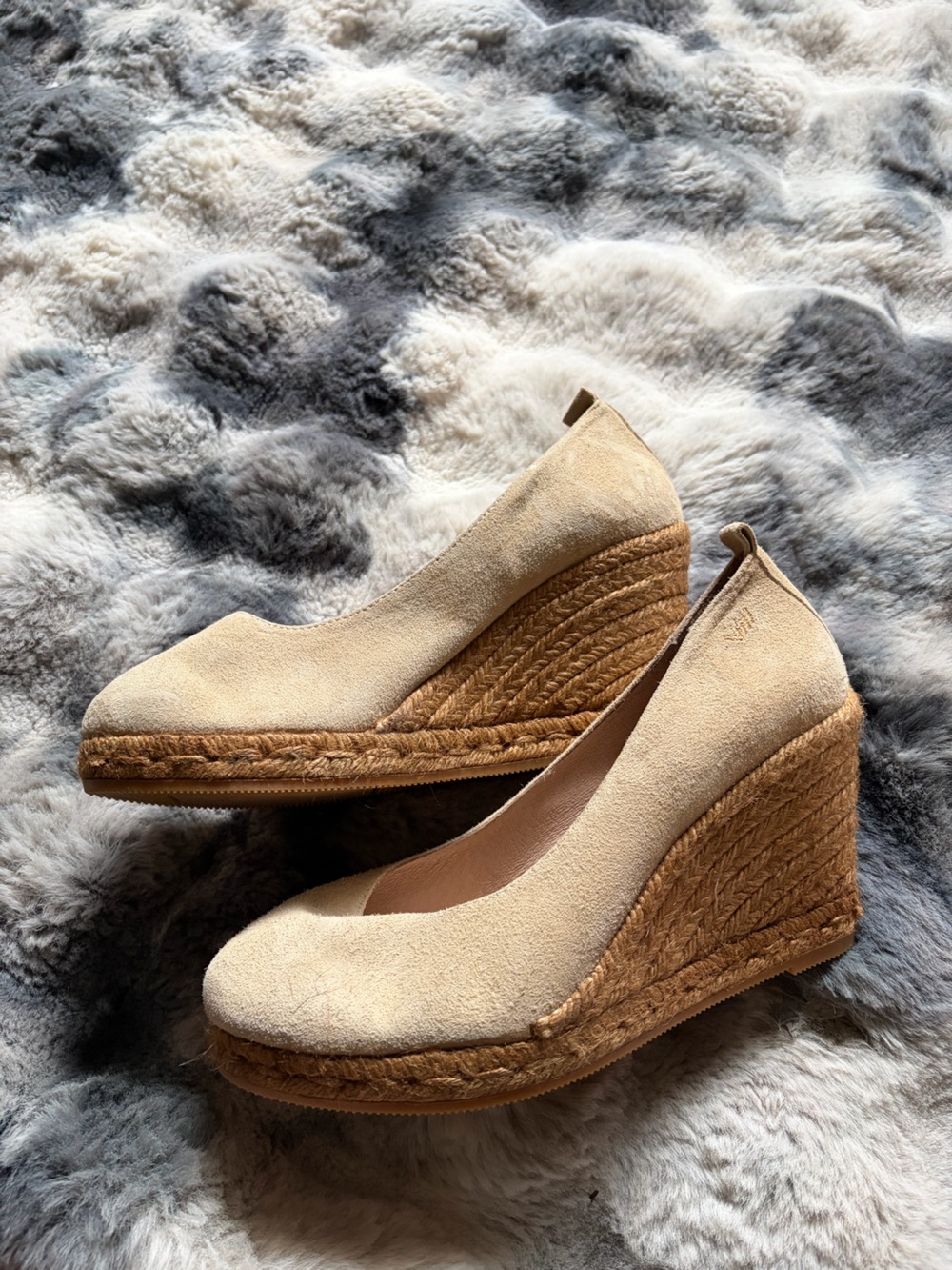 VISCATA Barcelona Beige Suede Espadrille Wedge Pumps EU 41 Made in Spain